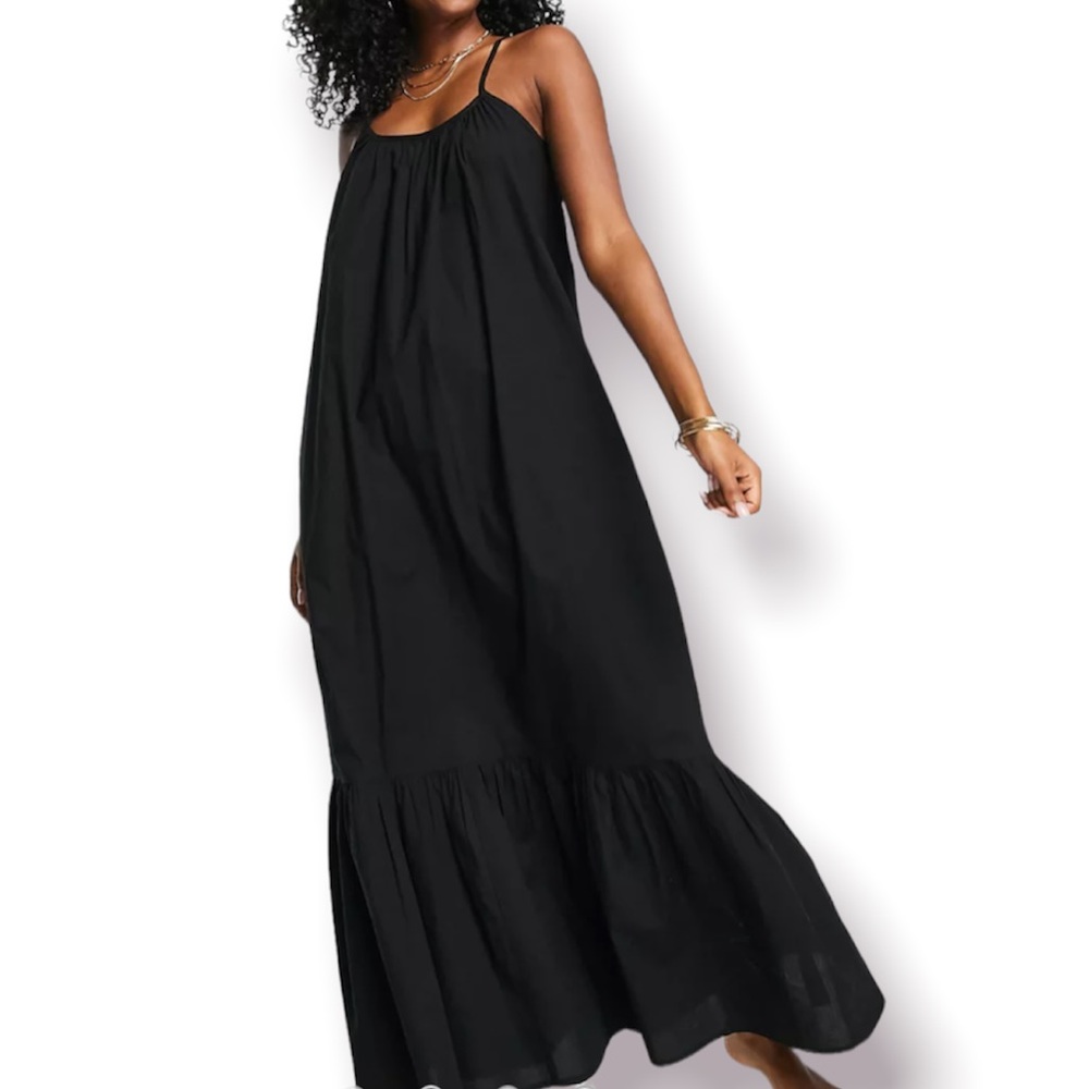 TALULAH Black Maxi Dress Sleeveless Tiered Ruffle Boho Medium